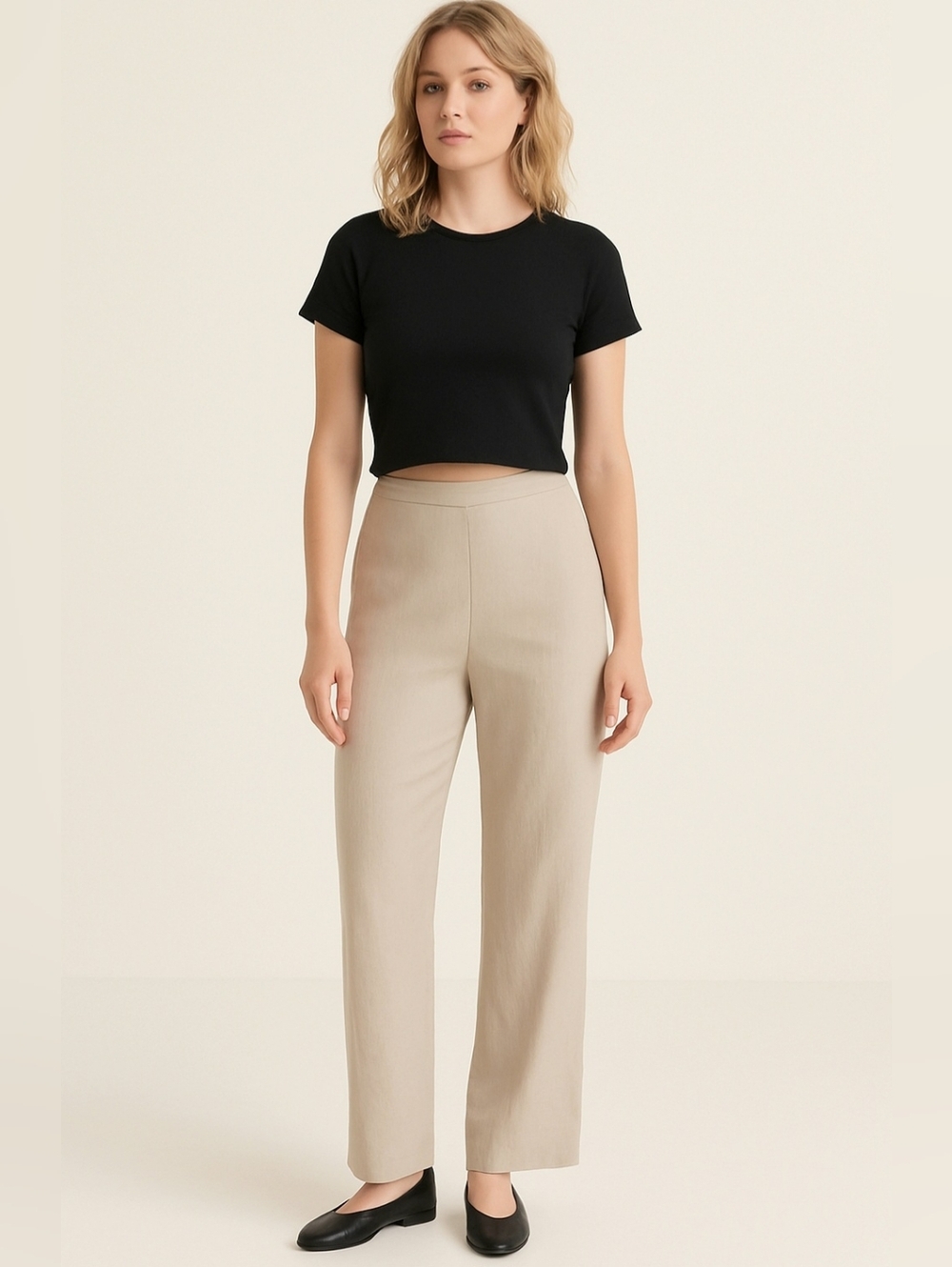 Tommy Bahama Silk/Linen Blend Trousers Light Beige Flat Front Side Zip Straight